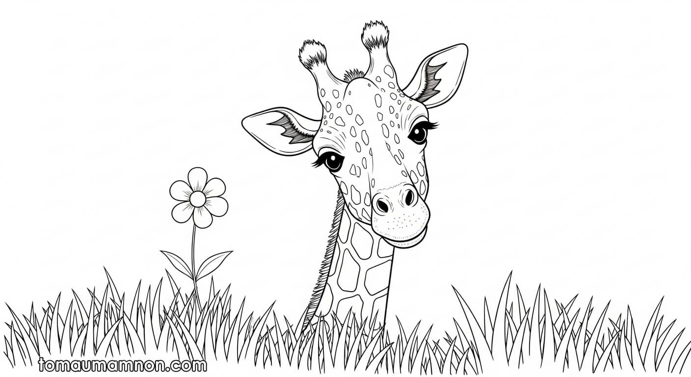 Tô Màu Hươu Cao Cổ Hươu cao cổ đôi mắt to