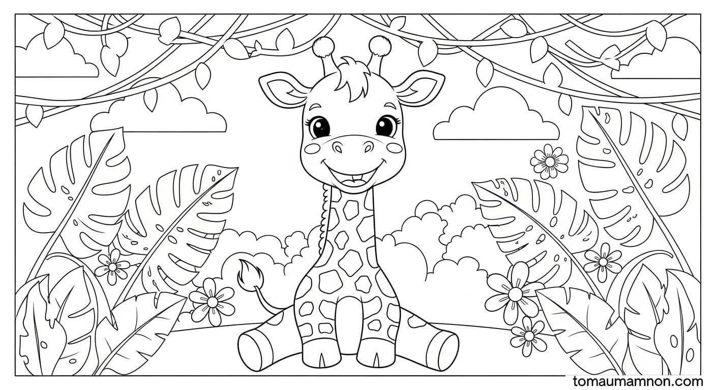 Tô Màu Hươu Cao Cổ Hươu cao cổ đáng yêu