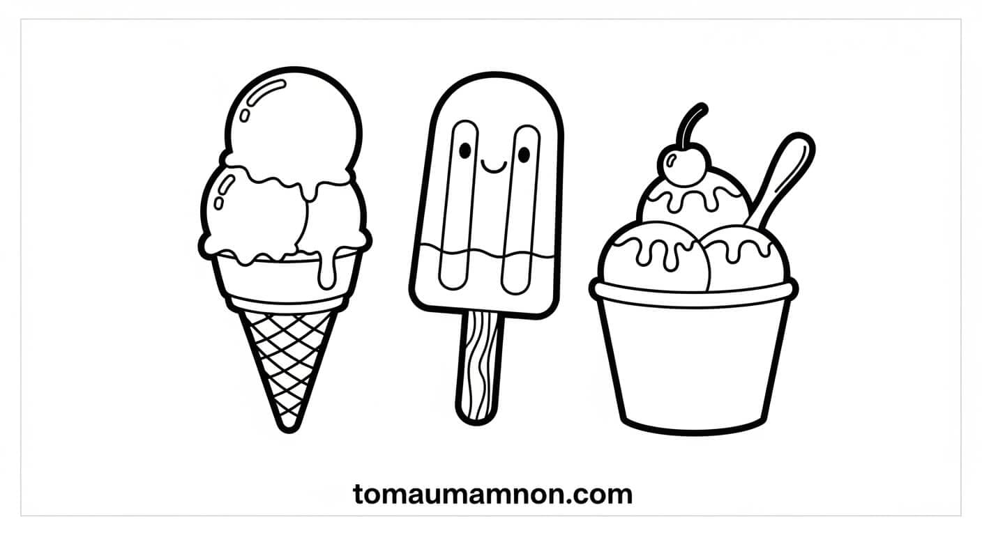 Tô Màu Kem hình ảnh cây kem ba màu