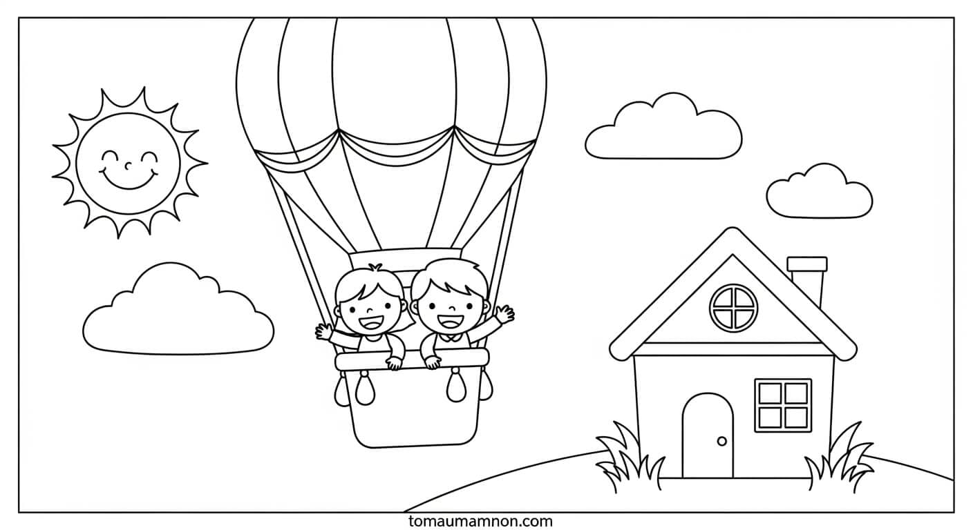 Tô Màu Khinh Khí Cầu Hình khinh khí cầu 3