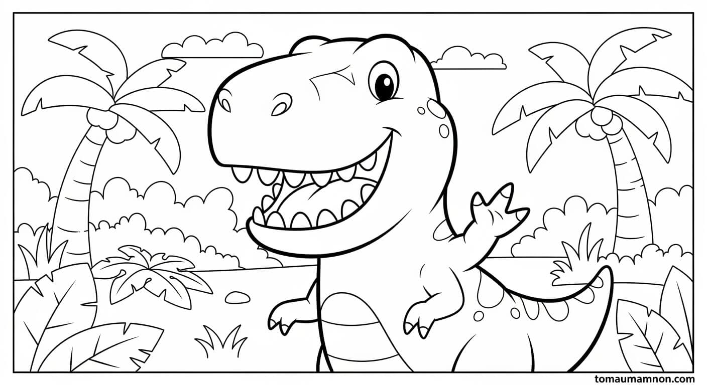 Tô Màu Khủng Long Bạo Chúa khủng long đầu to