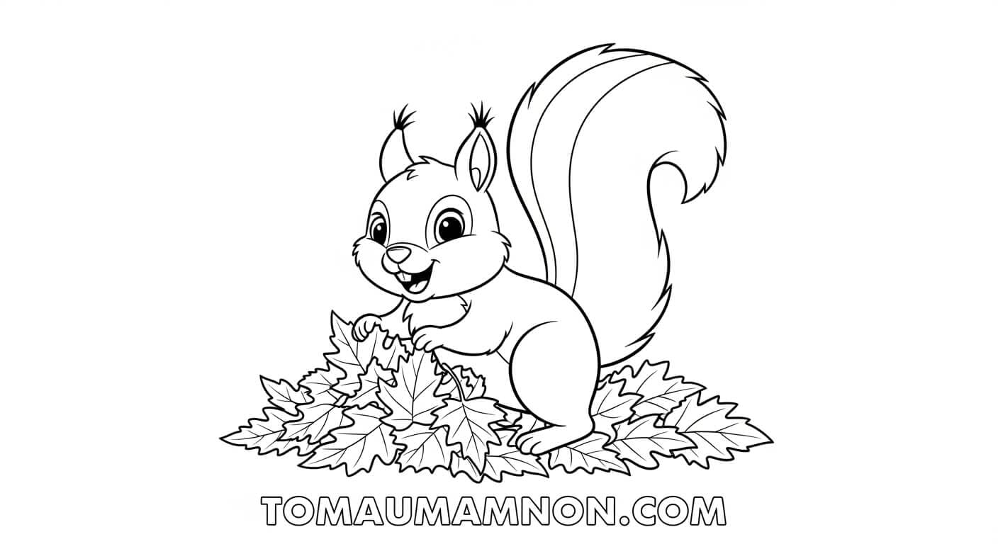 con đang tô màu lá cây