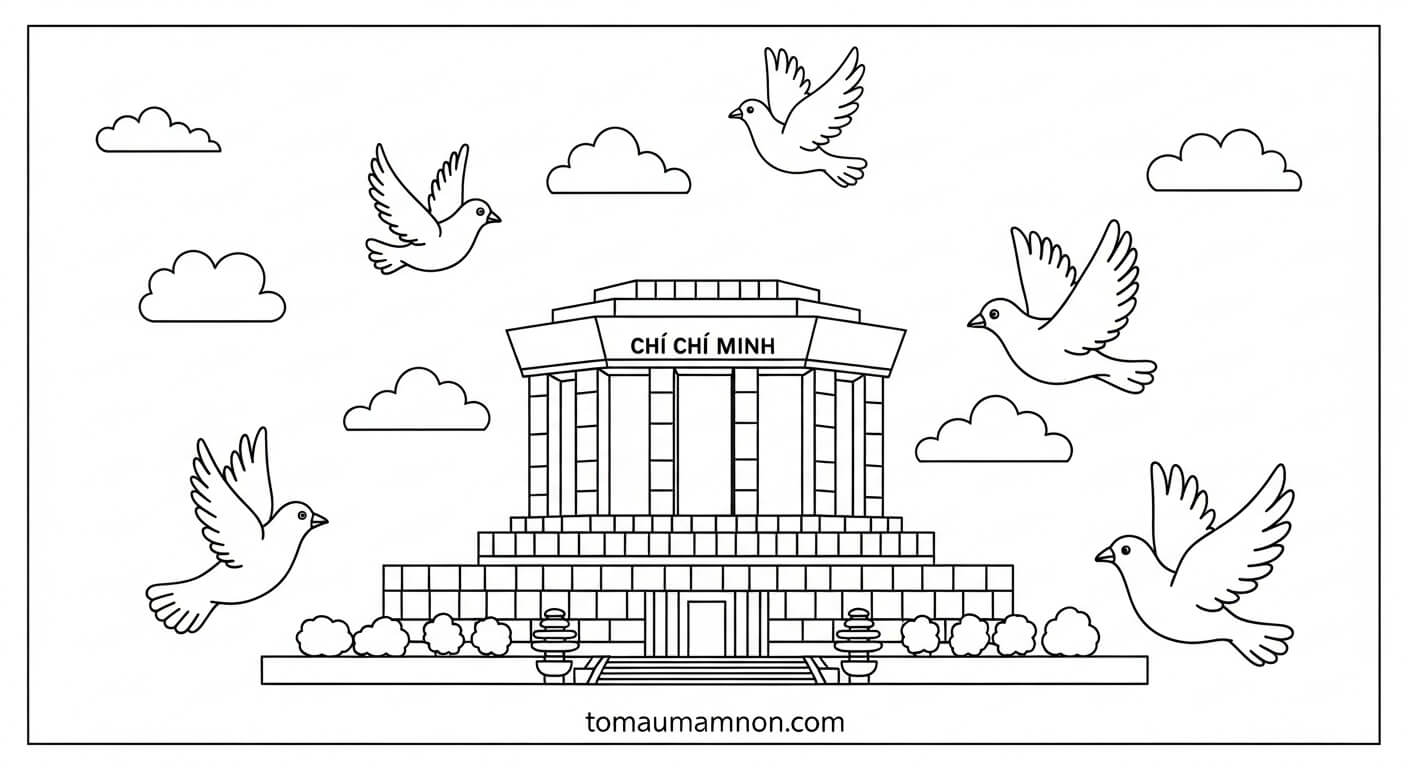 Tô Màu Lăng Bác Tranh lăng Bác với nhiều chi tiết nhỏ để tô màu