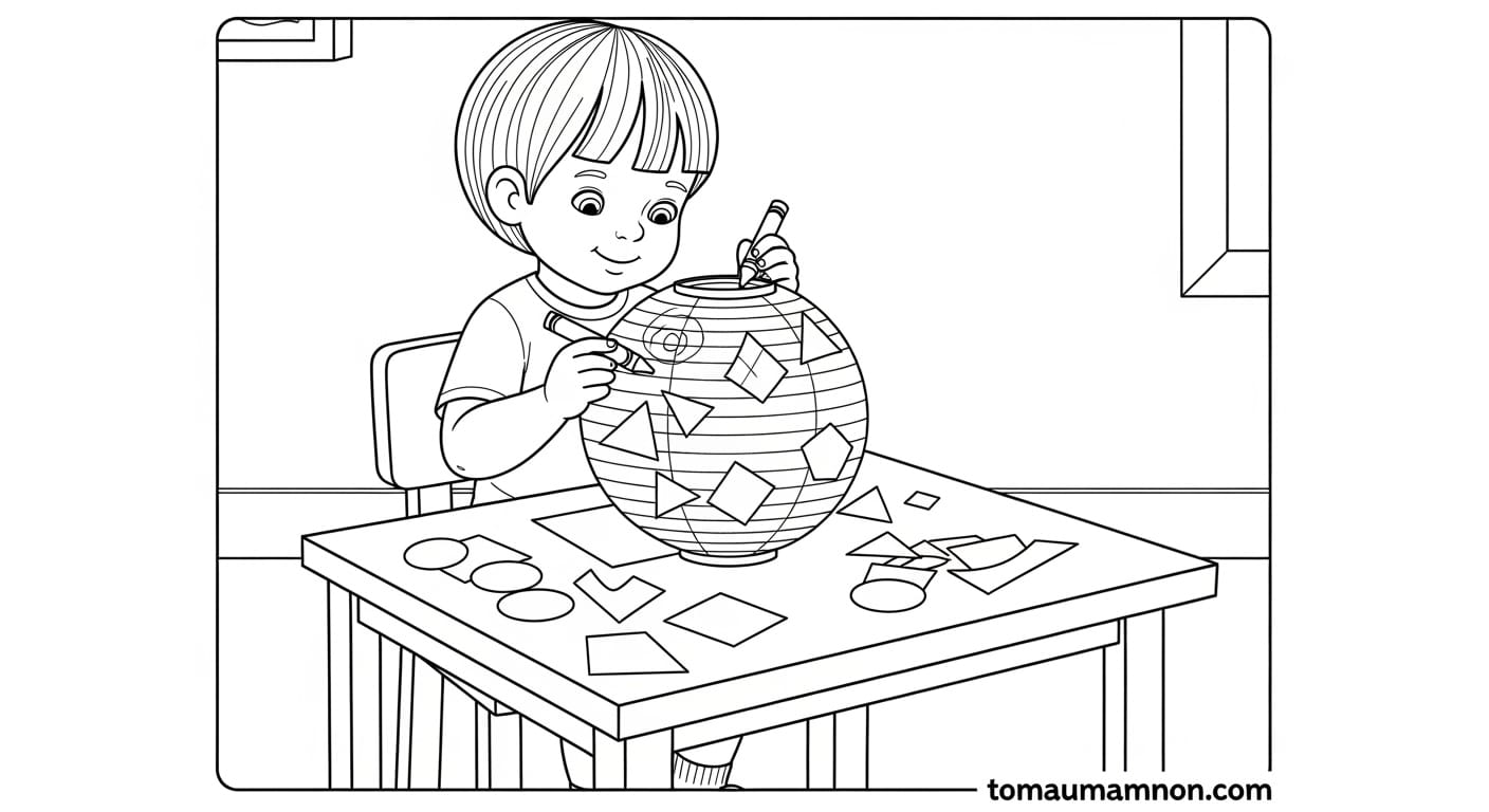 Tô Màu Lồng Đèn lồng đèn tím