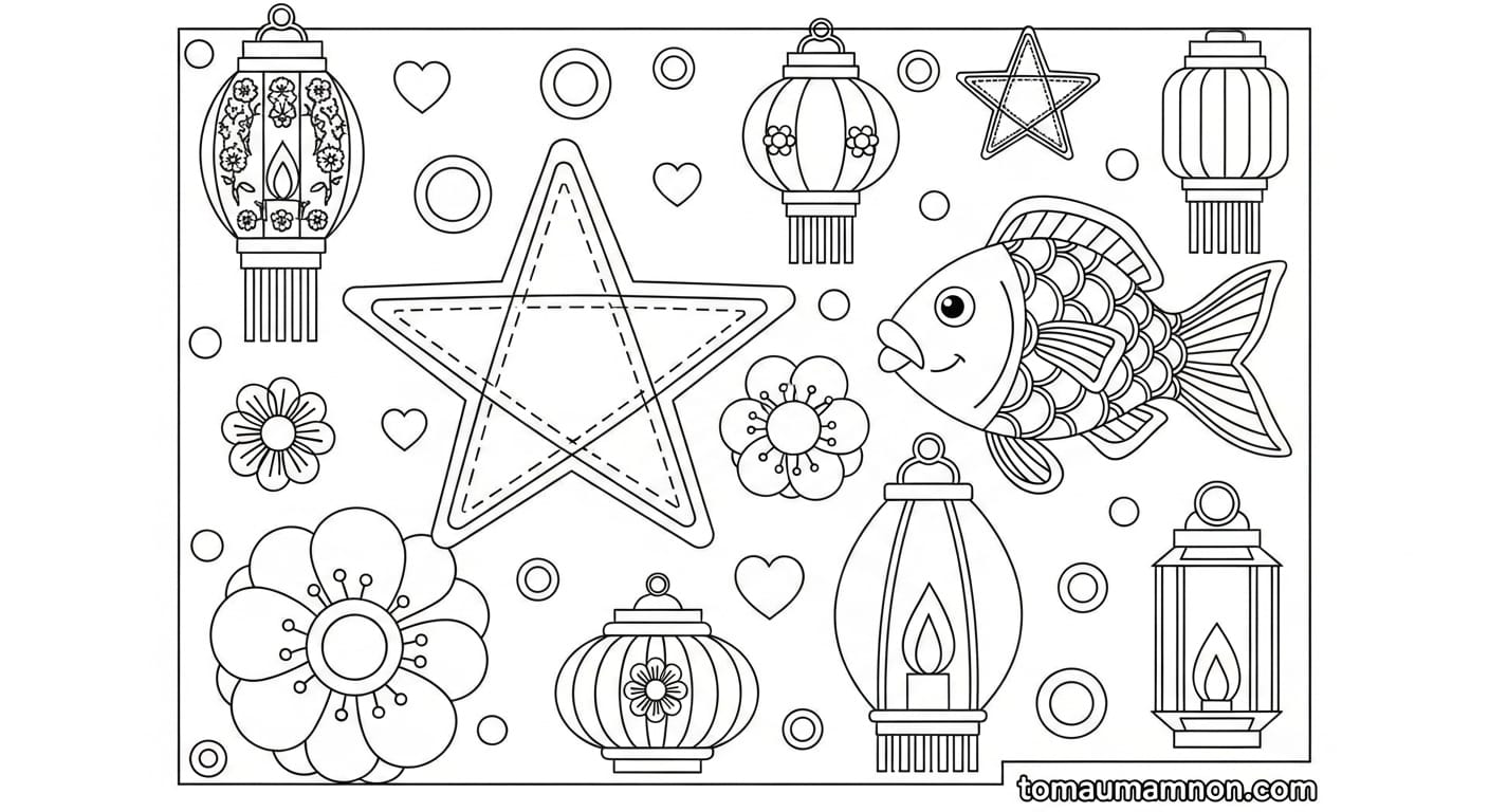 Tô Màu Lồng Đèn lồng đèn vàng