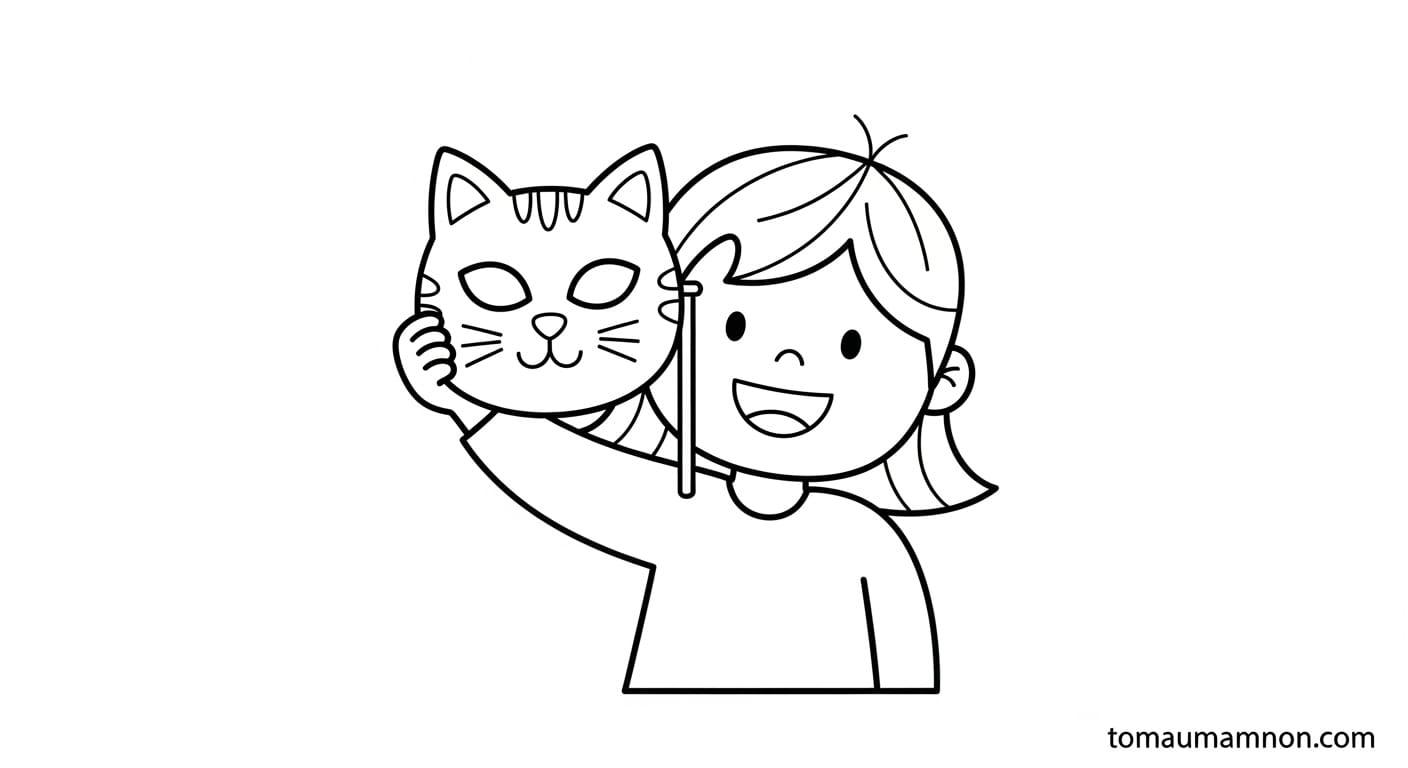 Tô Màu Mặt Nạ Halloween mặt nạ ma bí ẩn