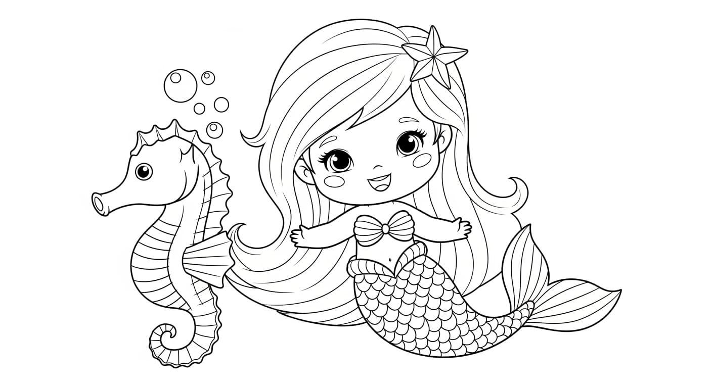 Tô Màu Nàng Tiên Cá Chibi Nàng tiên cá đáng yêu