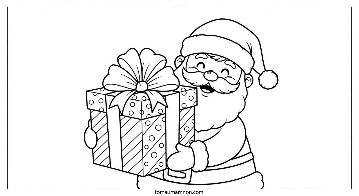 Tô Màu Noel ông già noel và túi quà