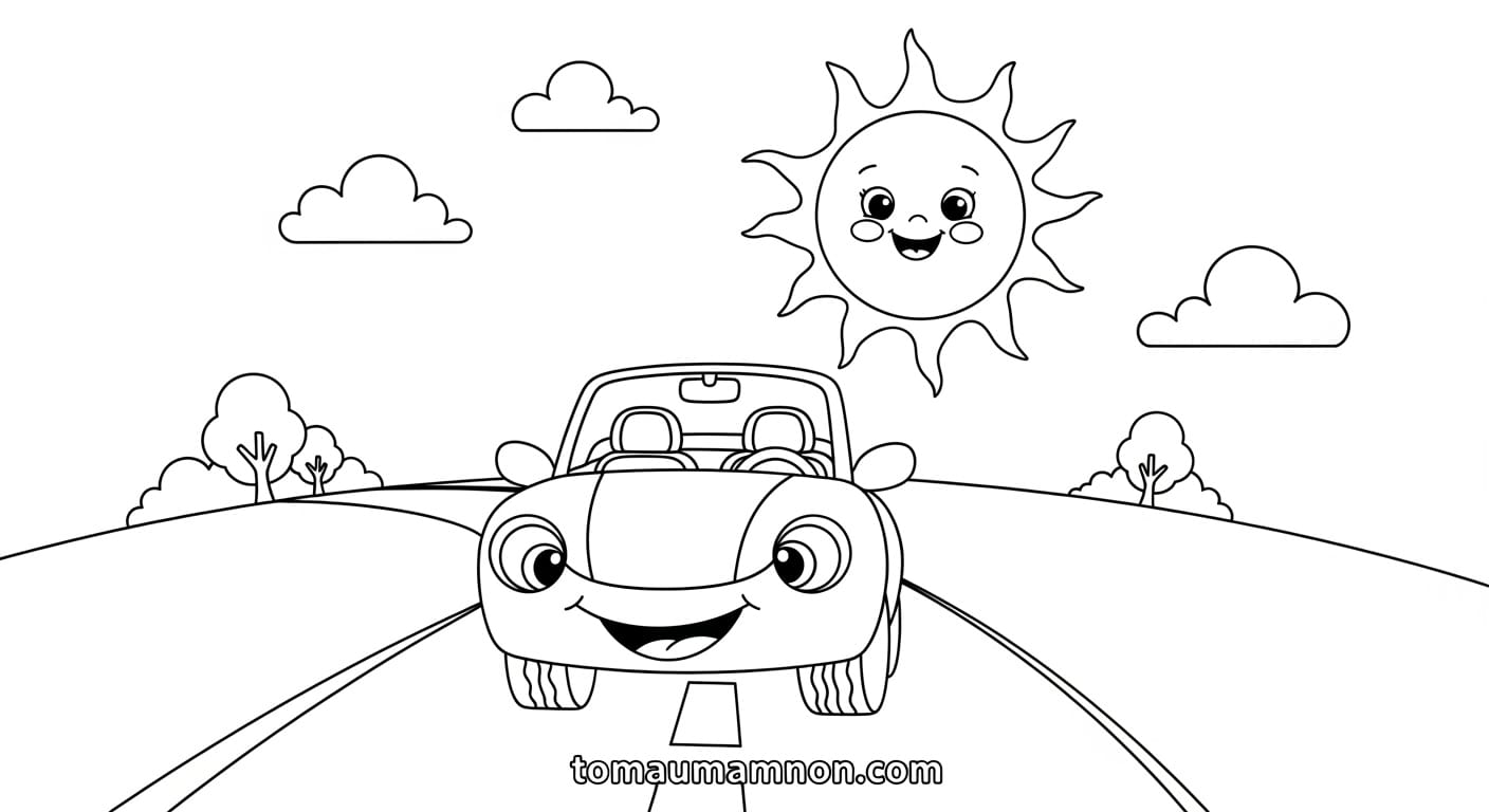 Tô Màu Ô Tô bé đang tô màu ô tô