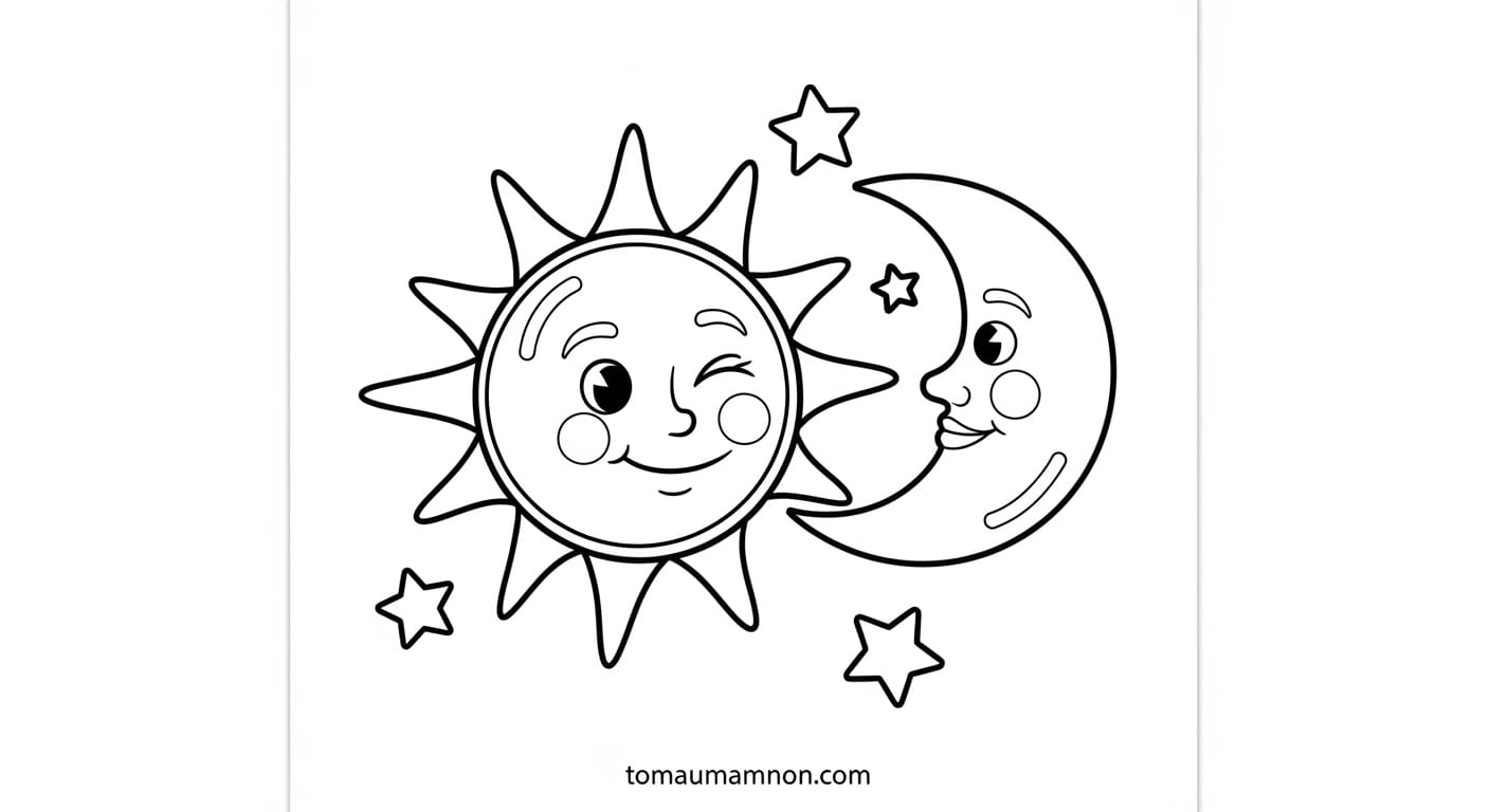 Tô Màu Ông Mặt Trời nắng nhảy múa