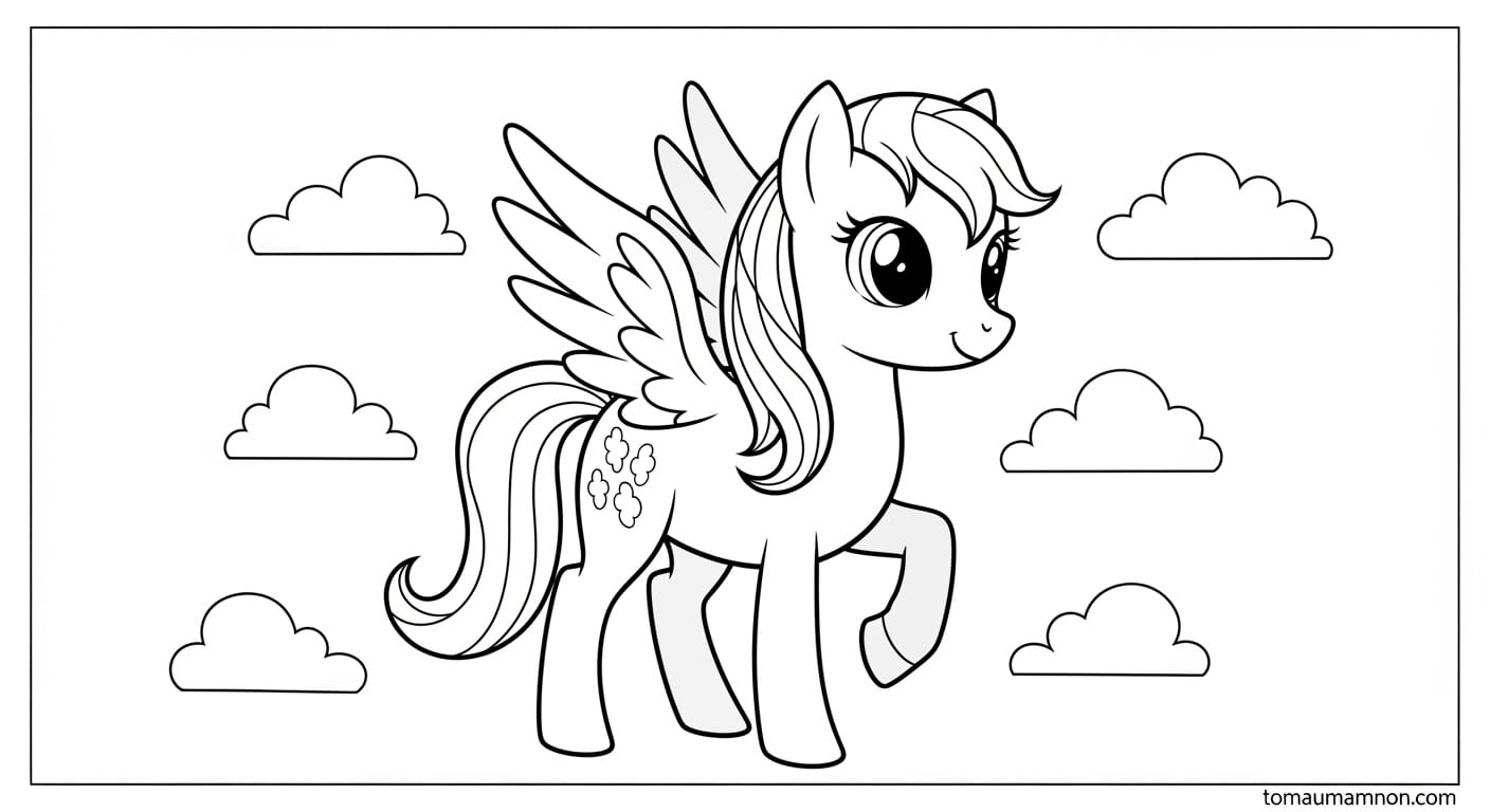 Tô Màu Pony Chú ngựa pony đứng bên hoa