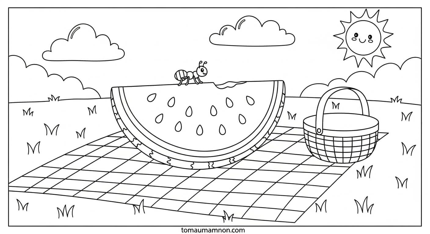 Dưa hấu và cỏ xanh