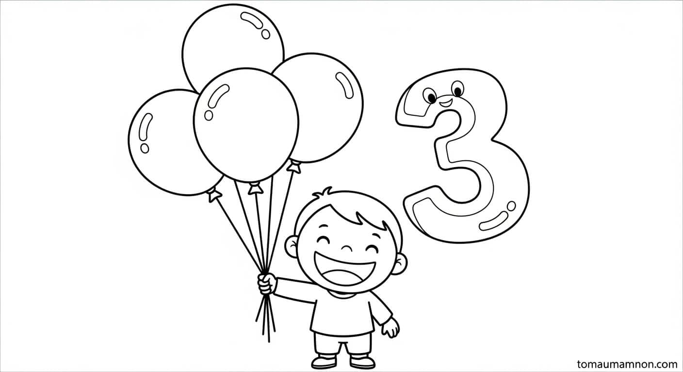 Trẻ đang tô màu số 3