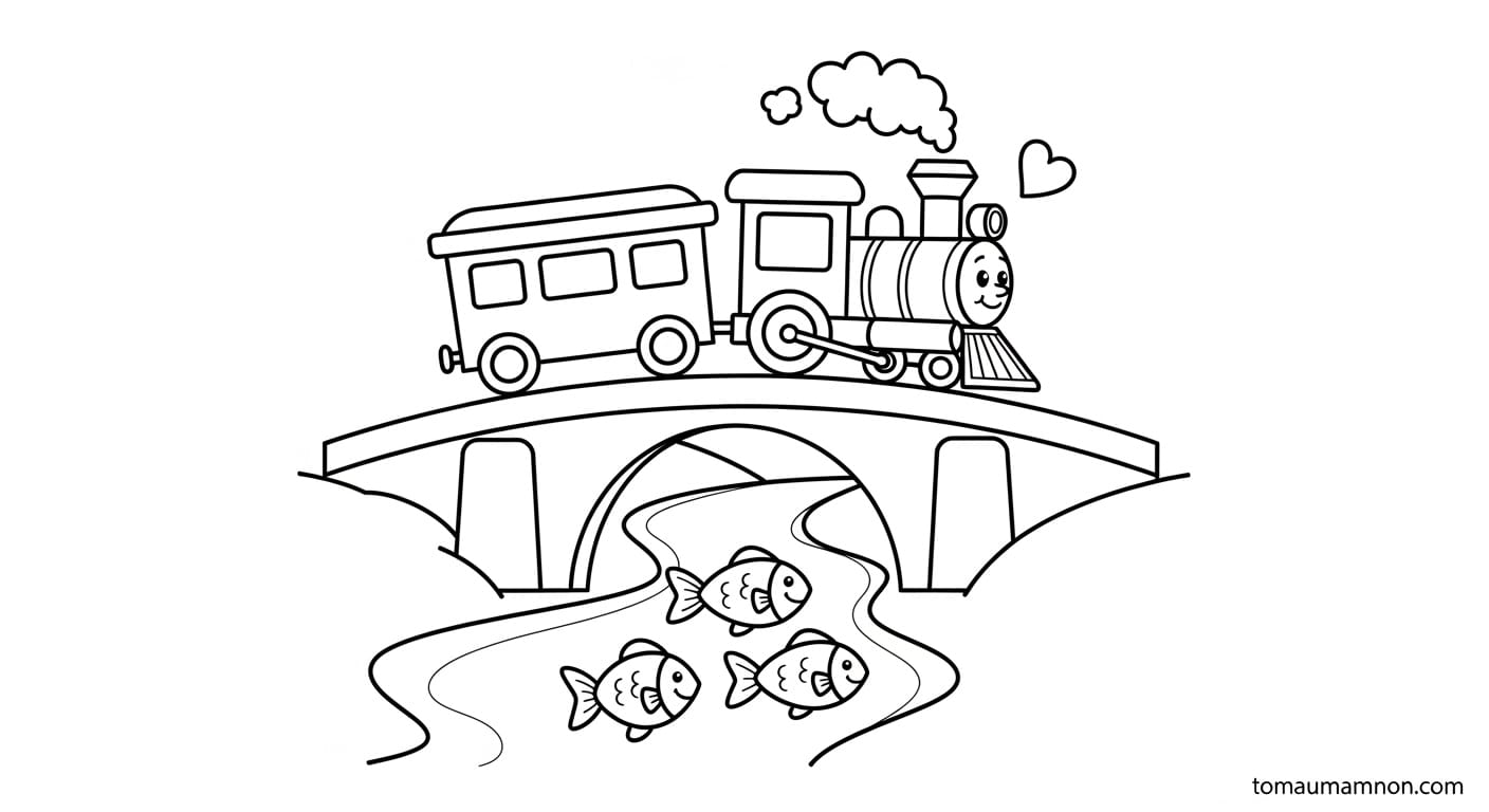 Tô Màu Tàu Hỏa Tàu hỏa đang khởi hành