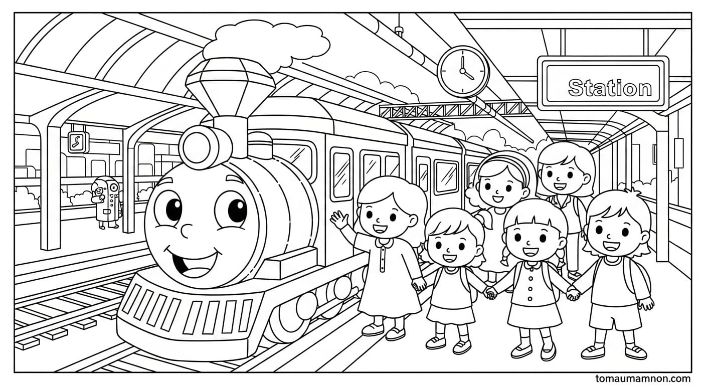 Tô Màu Tàu Hỏa Tàu lửa trên cánh đồng