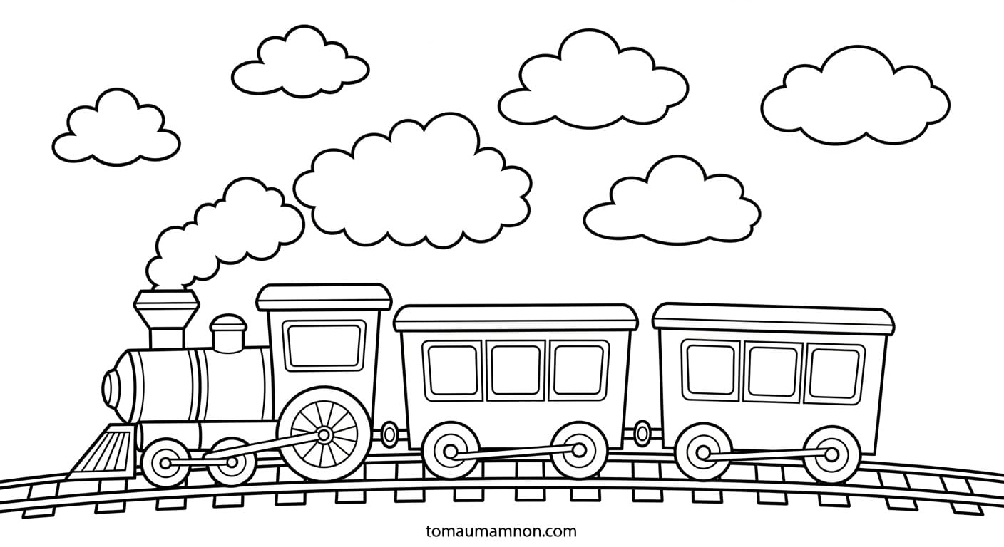 Tô Màu Tàu Hỏa Tàu hỏa với phong cảnh núi