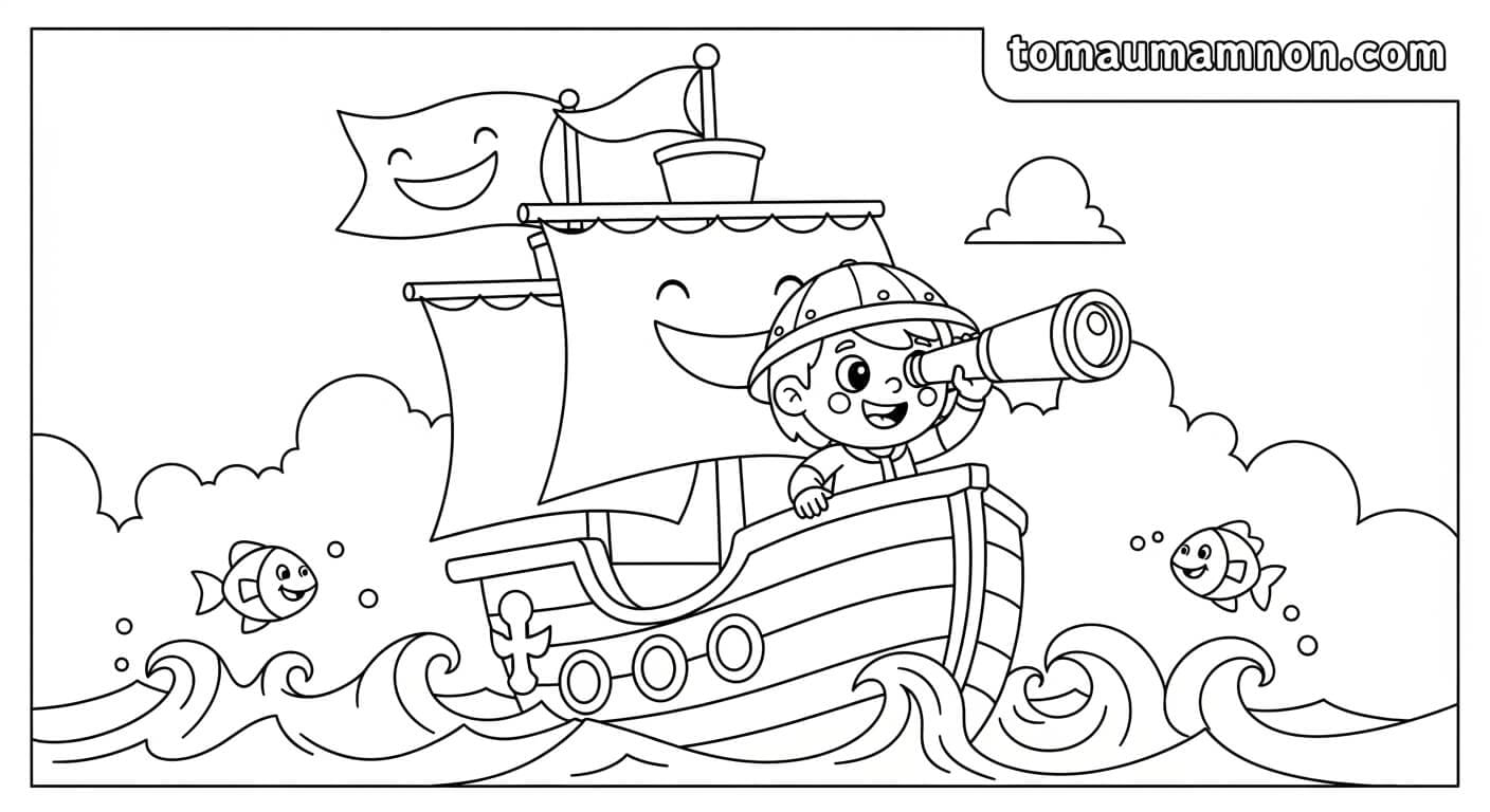 Tô Màu Tàu Thủy Tàu thủy và sóng biển