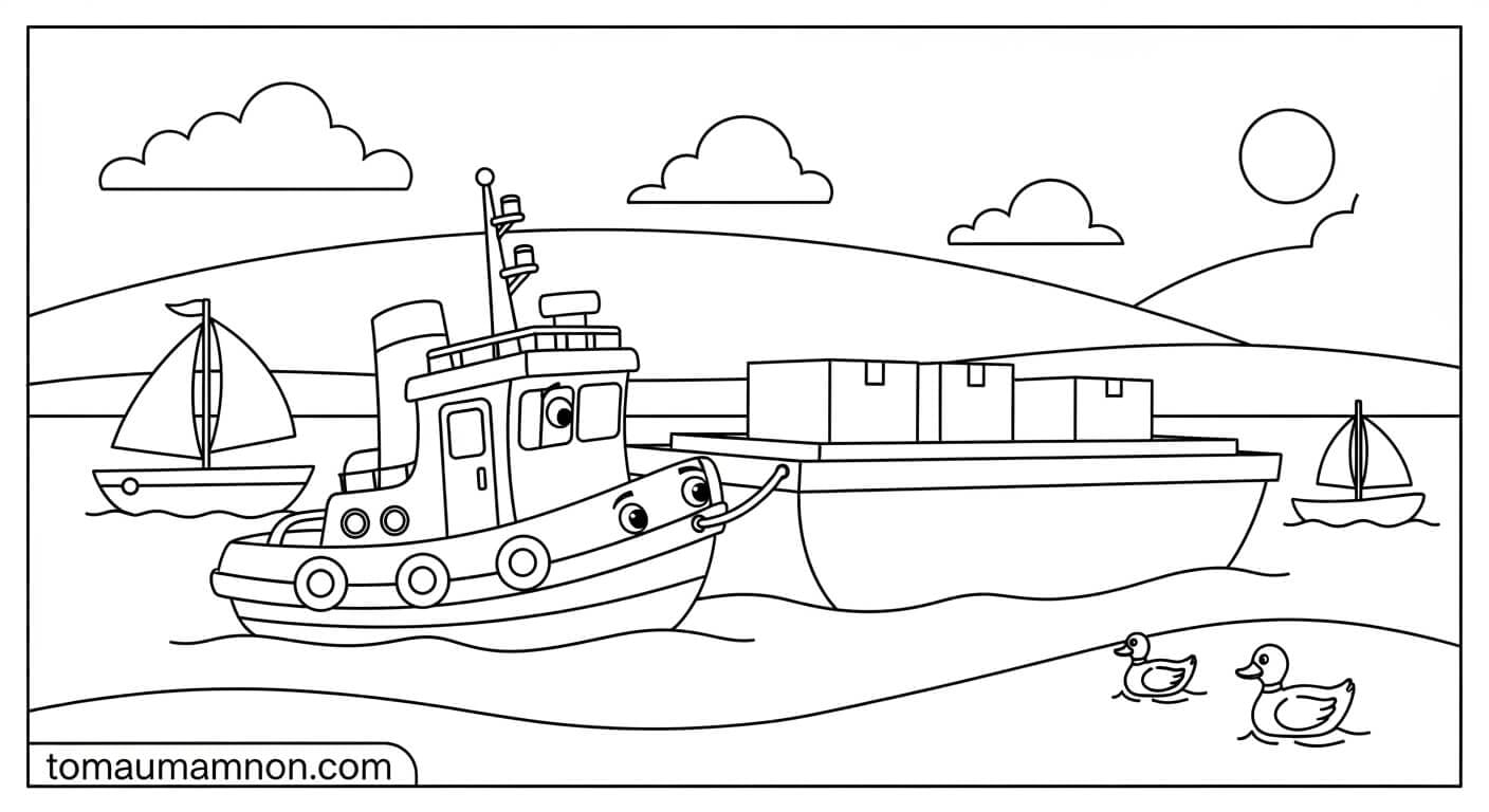Tô Màu Tàu Thủy Thủy thủ và thuyền