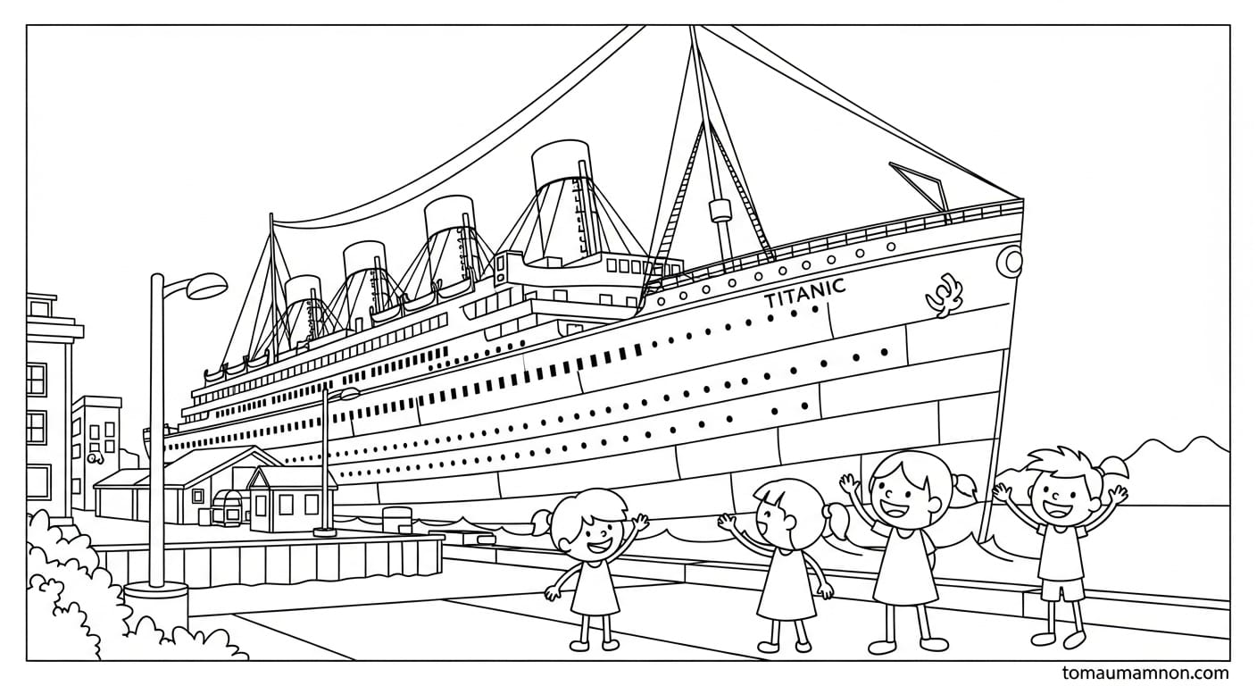 Tô Màu Tàu Titanic Khung cảnh bến tàu Titanic