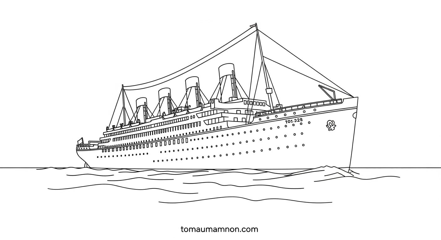Tô Màu Tàu Titanic Tàu Titanic khi lướt sóng