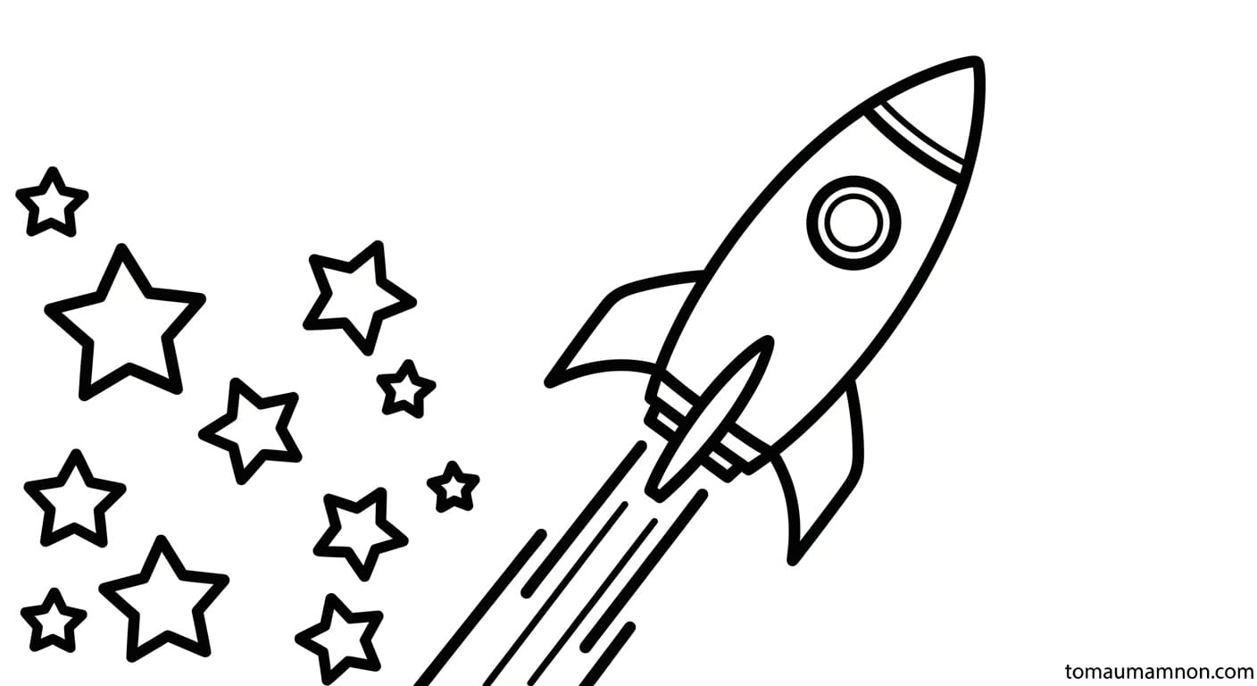 Các bé tô màu tên lửa