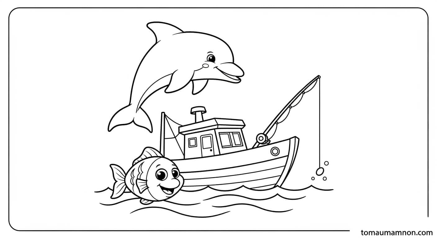 Tô Màu Thuyền Xuồng nhỏ trên sông