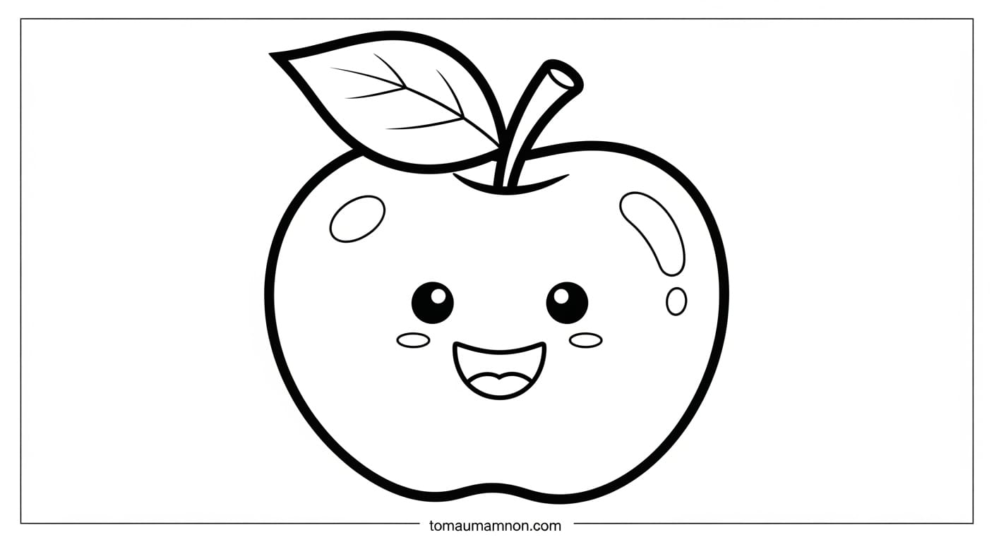 Tô Màu Trái Cây Hình ảnh một quả táo đơn giản