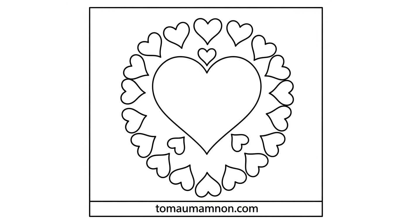 Tô Màu Trái Tim Hai trái tim lồng ghép ngọt ngào