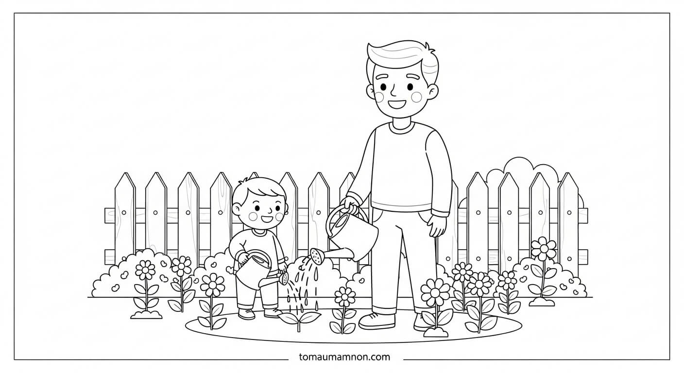 Tô Màu Tranh Gia Đình Gia đình bên lò sưởi đêm đông