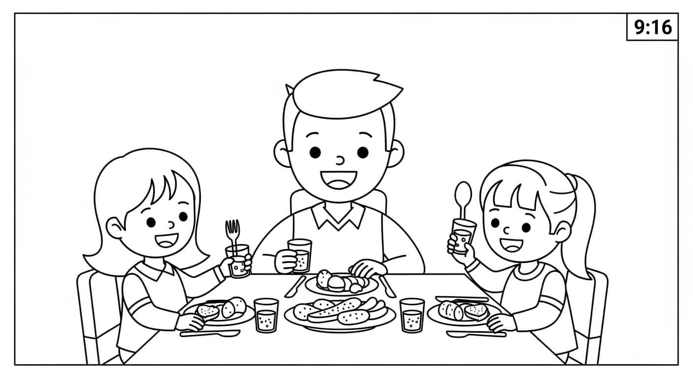 Tô Màu Tranh Gia Đình Buổi tối cả nhà kề bên nghiêng ngả cười đùa