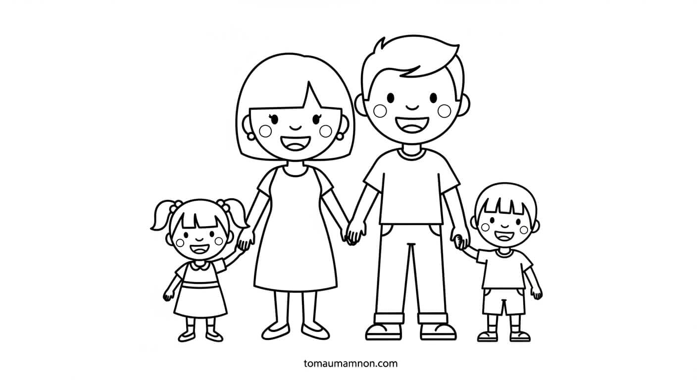 Tô Màu Tranh Gia Đình Gia đình đang picnic ngoài trời