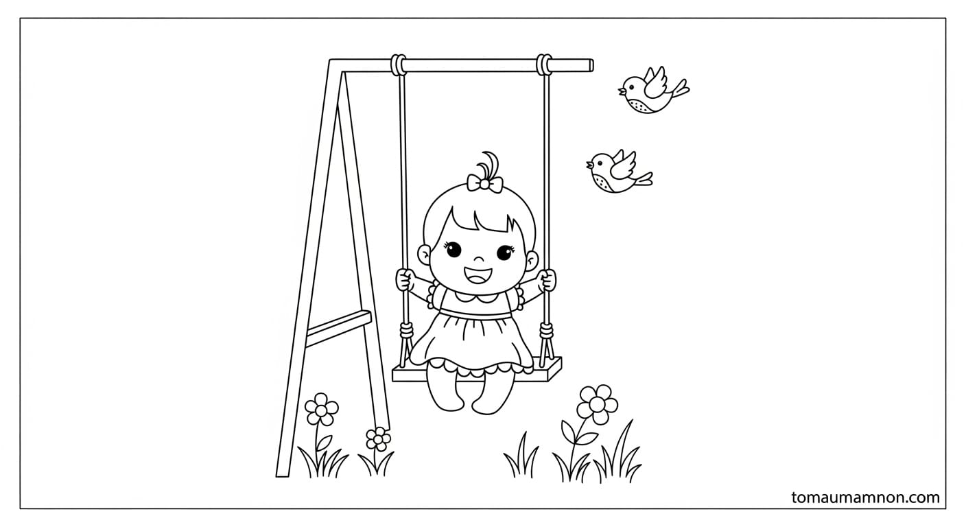 Tô Màu Váy Bé Gái váy hoa xinh xắn