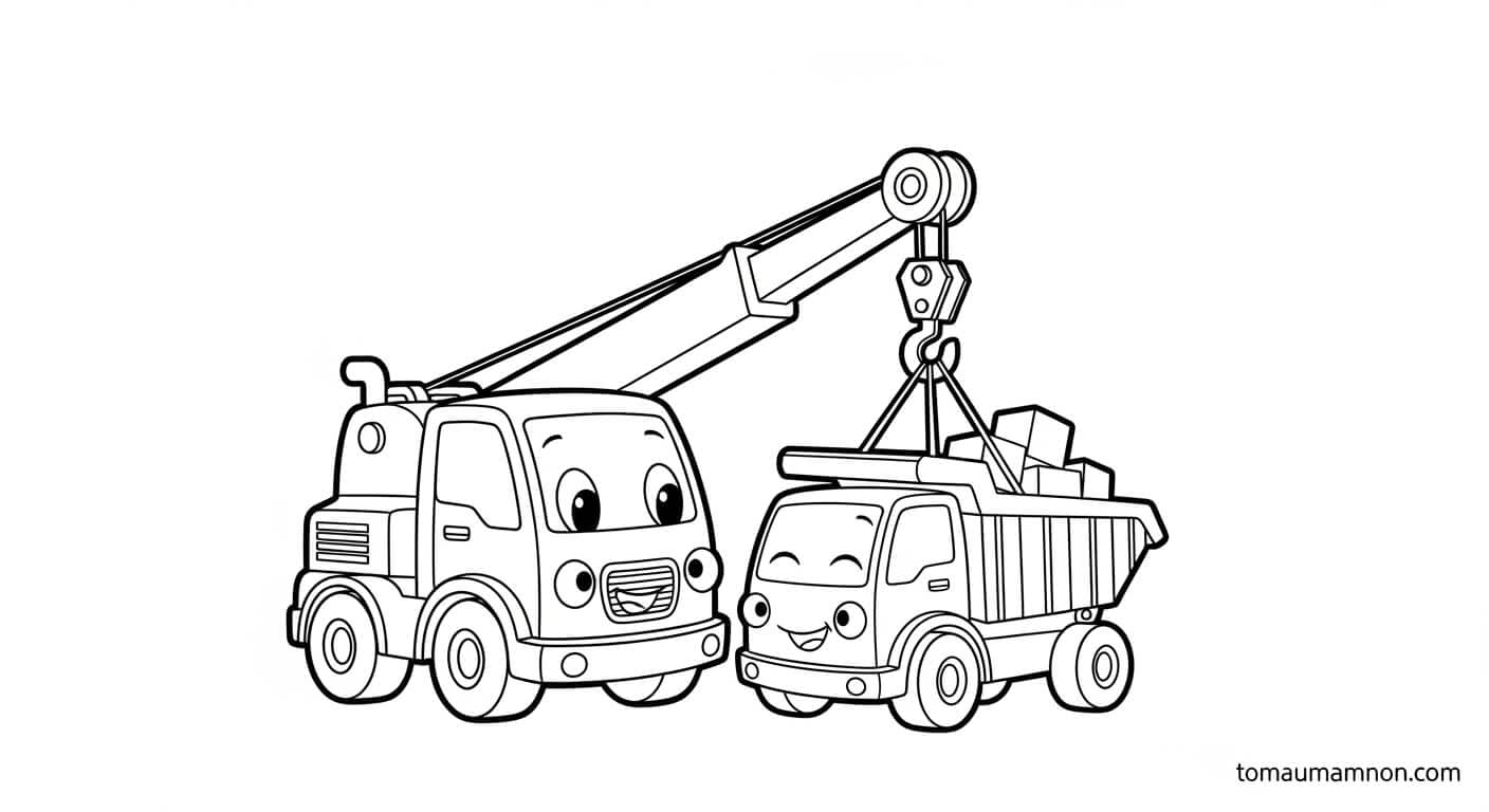 xe cẩu với màu sắc