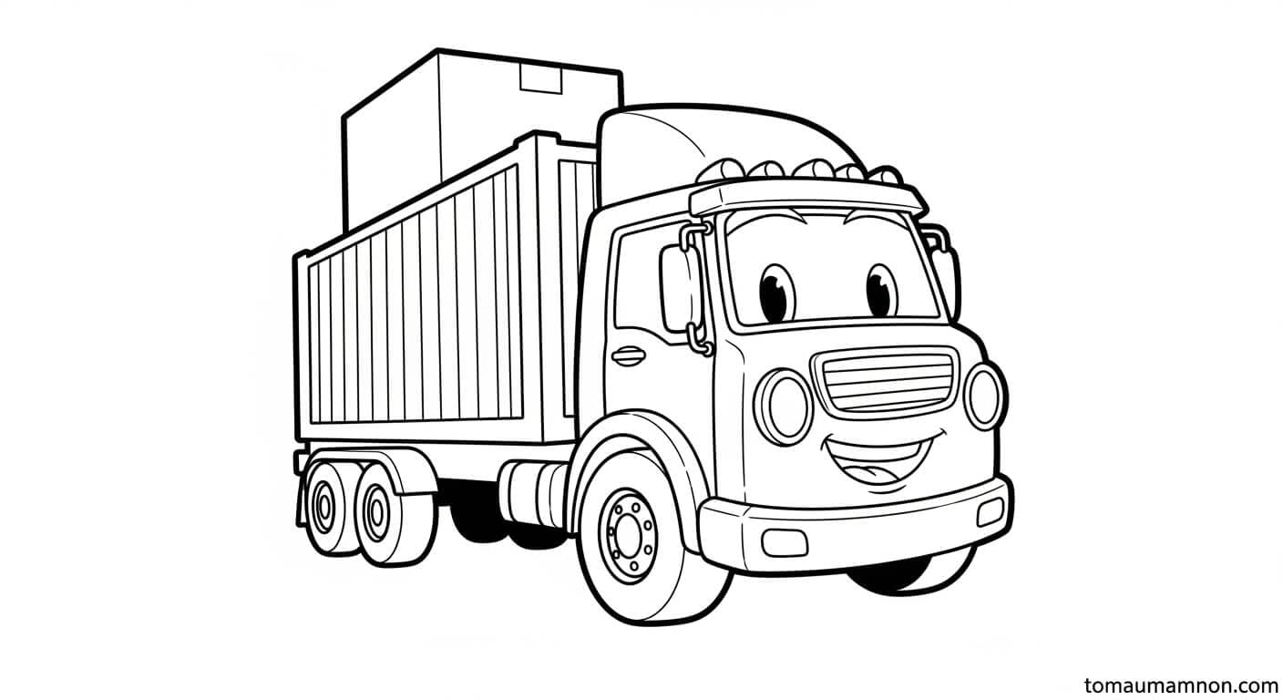 Tô Màu Xe Container xe container mạnh mẽ trên đường