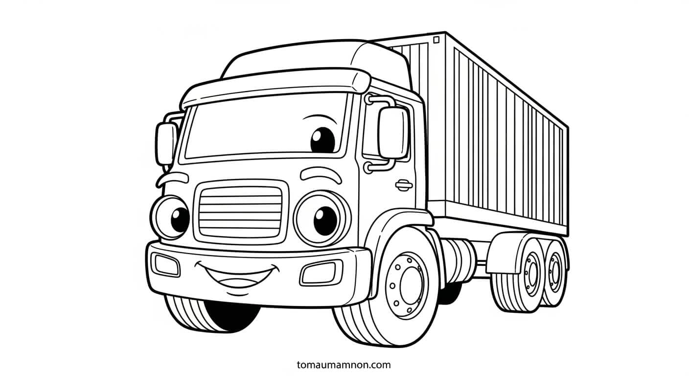 Tô Màu Xe Container xe container cùng hàng hóa