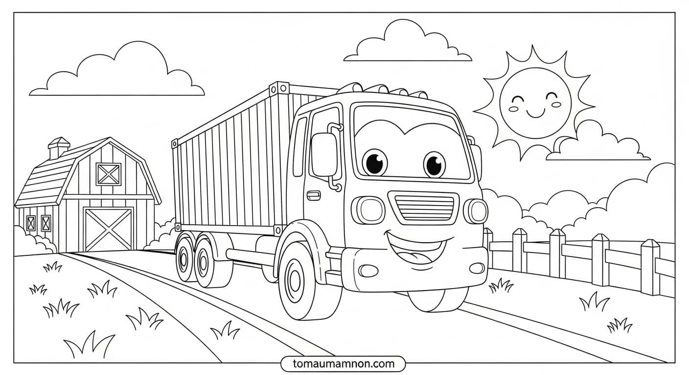 Tô Màu Xe Container xe container lớn xanh dương