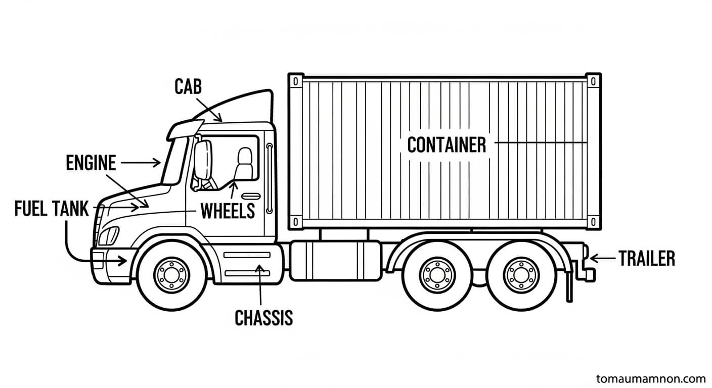 Tô Màu Xe Container xe container vàng chói
