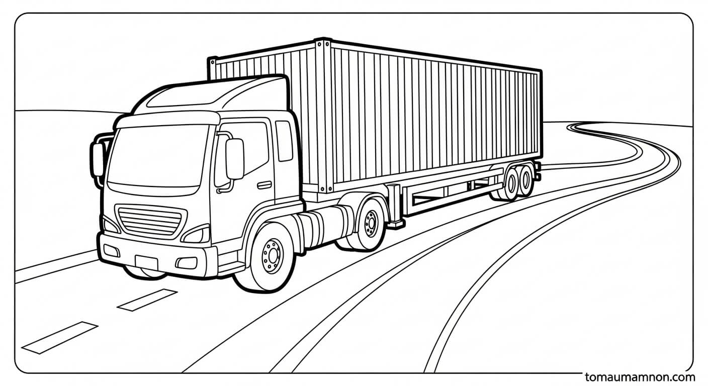 Tô Màu Xe Container xe container đang chờ tô