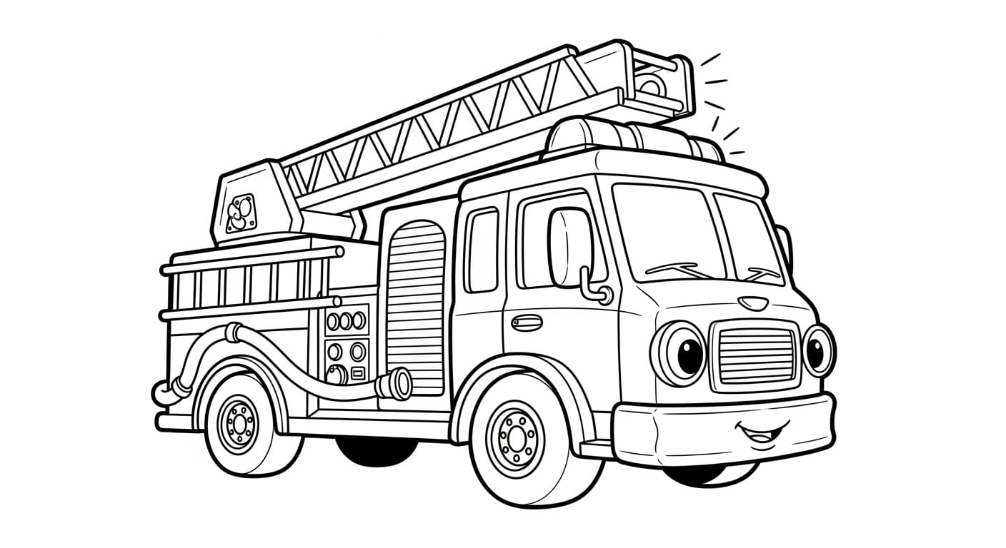 Tô Màu Xe Cứu Hỏa Xe cứu hỏa dễ thương