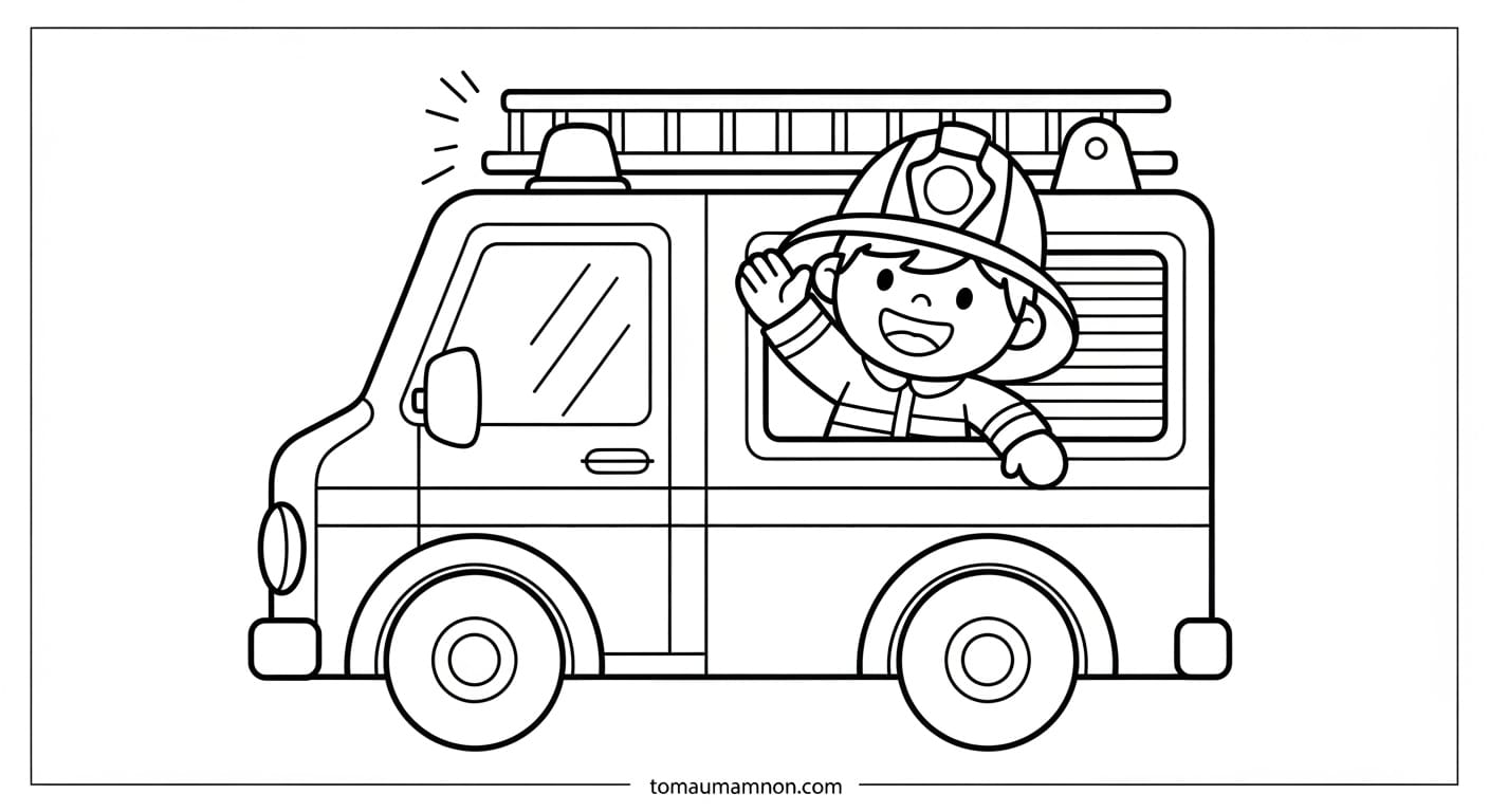 Tô Màu Xe Cứu Hỏa Xe cứu hỏa đơn giản