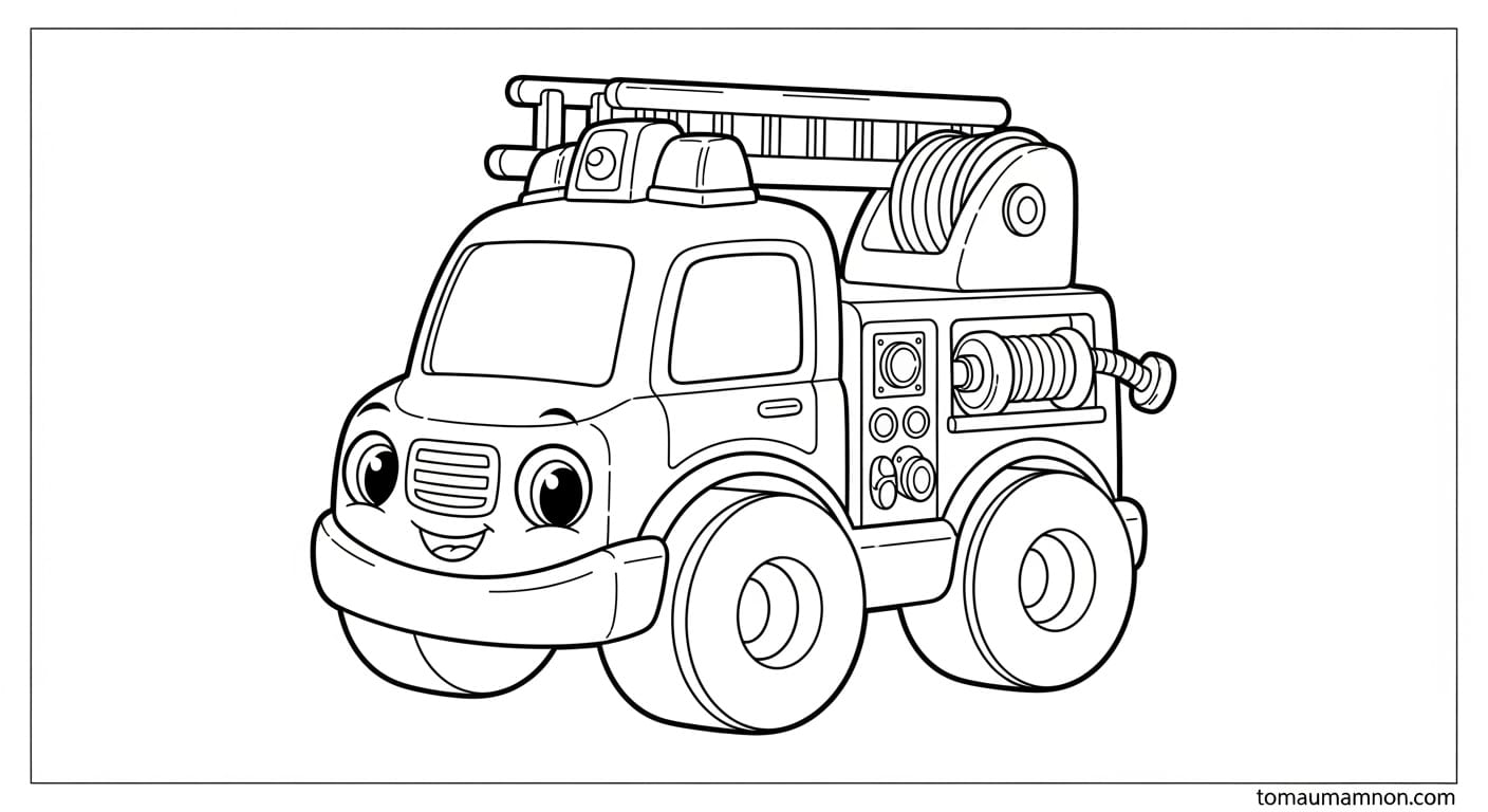 Tô Màu Xe Cứu Hỏa Xe cứu hỏa trên đường