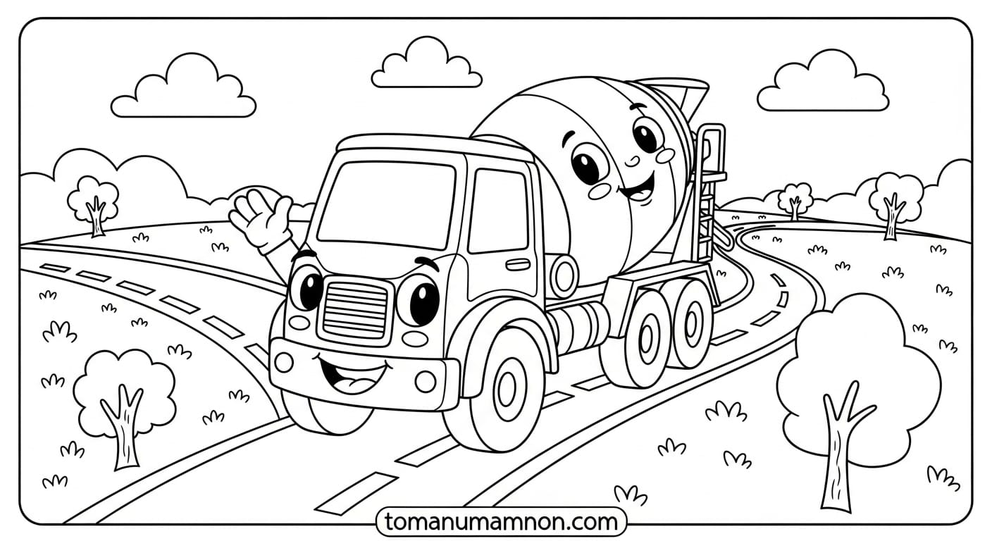 Tô Màu Xe Trộn Bê Tông xe trộn bê tông hoạt động