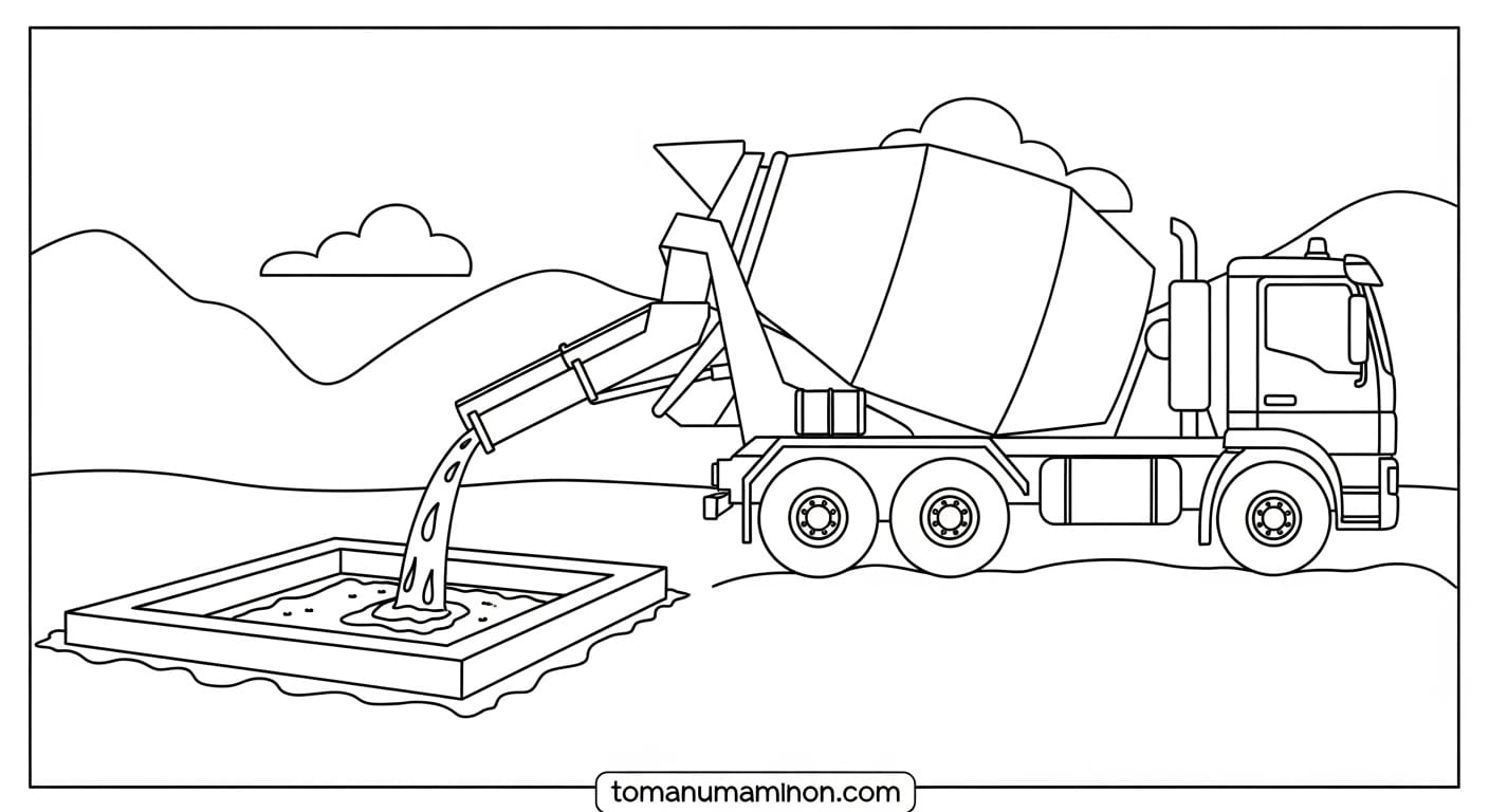 Tô Màu Xe Trộn Bê Tông chi tiết xe trộn bê tông