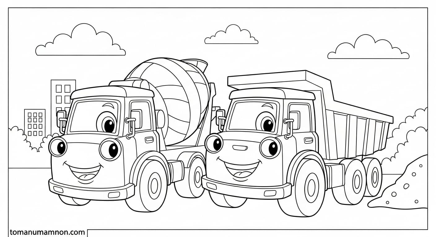 Tô Màu Xe Trộn Bê Tông xe trộn bê tông đầy màu sắc