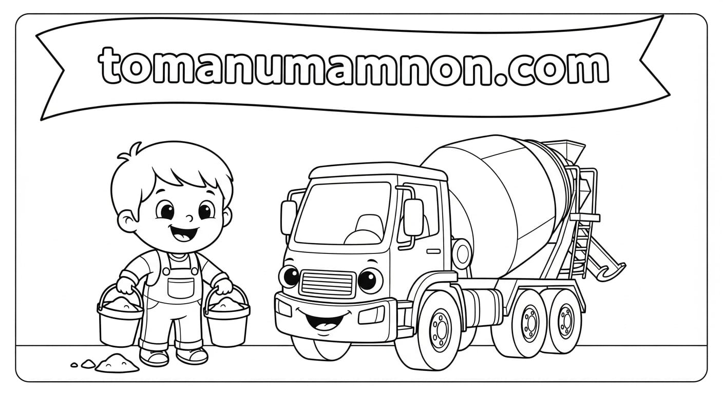 Tô Màu Xe Trộn Bê Tông xe trộn bê tông và công trường