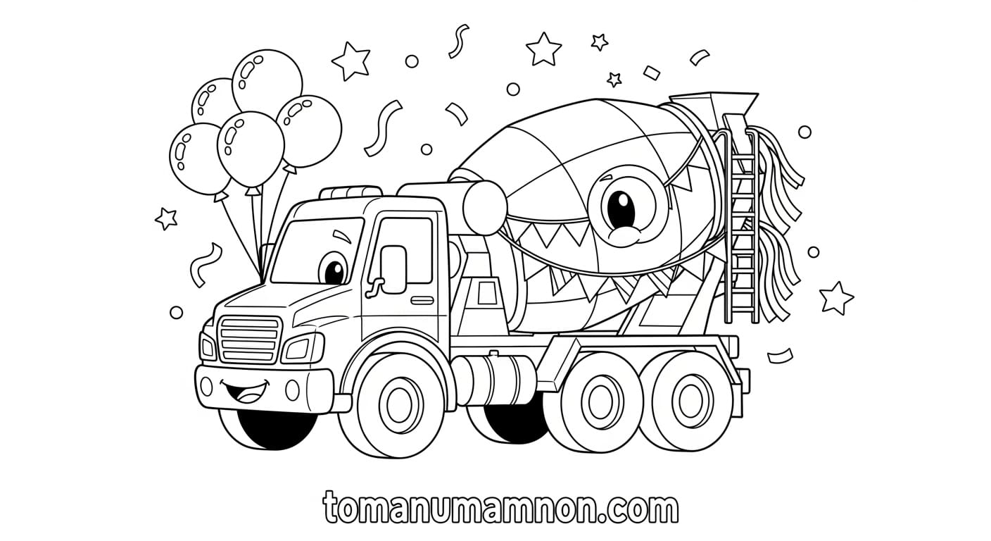 Tô Màu Xe Trộn Bê Tông xe trộn bê tông vui nhộn