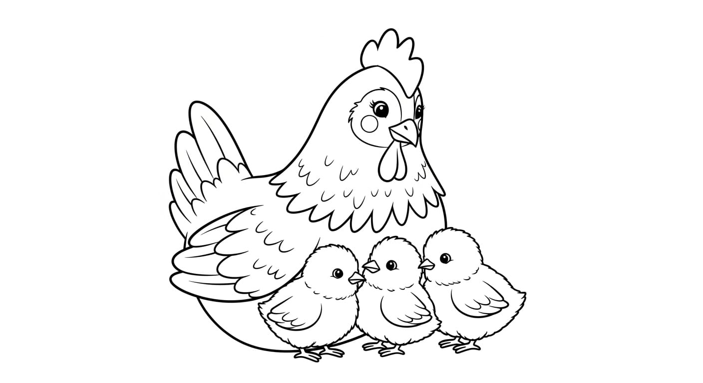 Gà nhỏ đang được tô màu