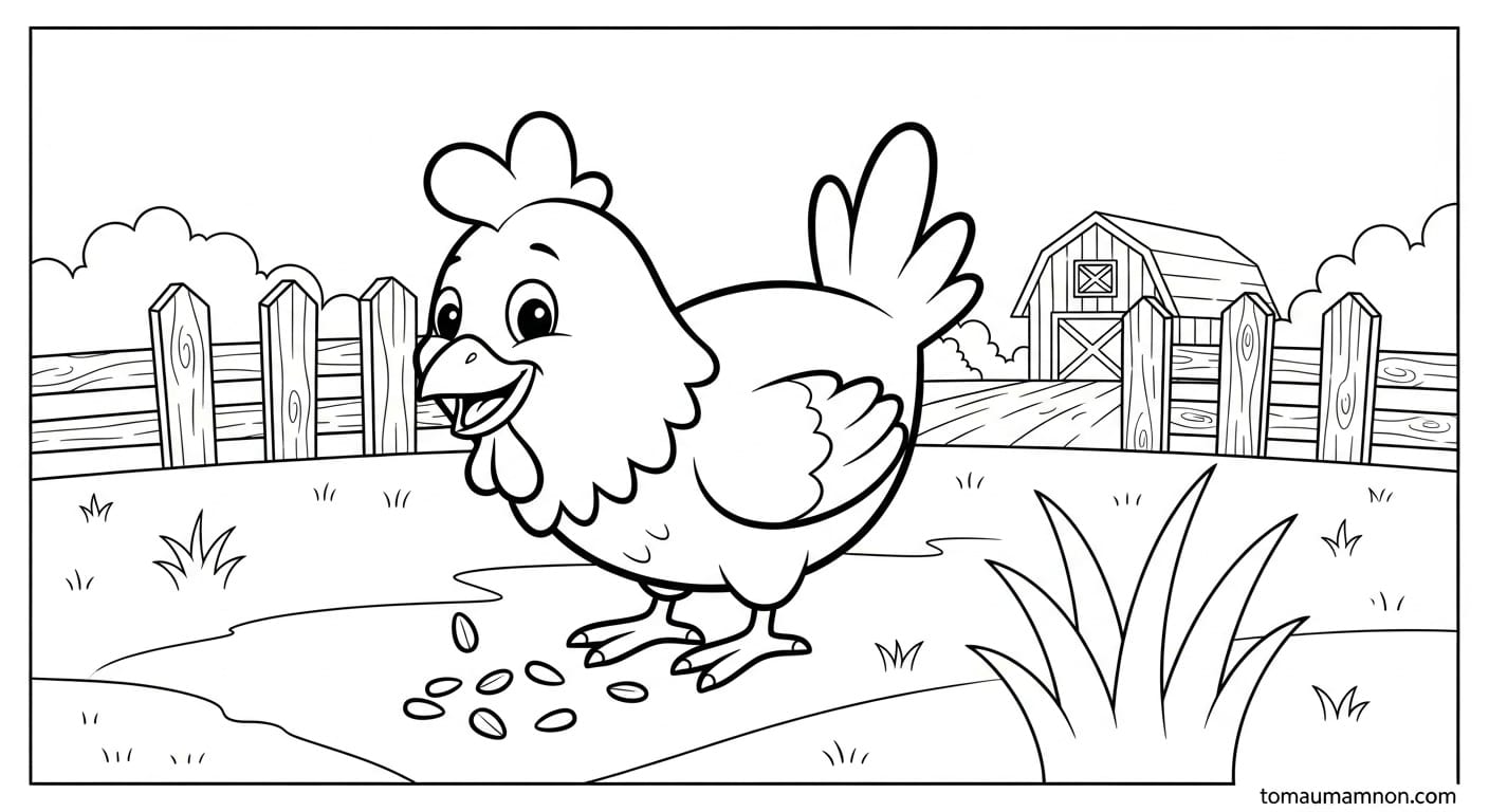 Một đứa trẻ đang tô tượng con gà