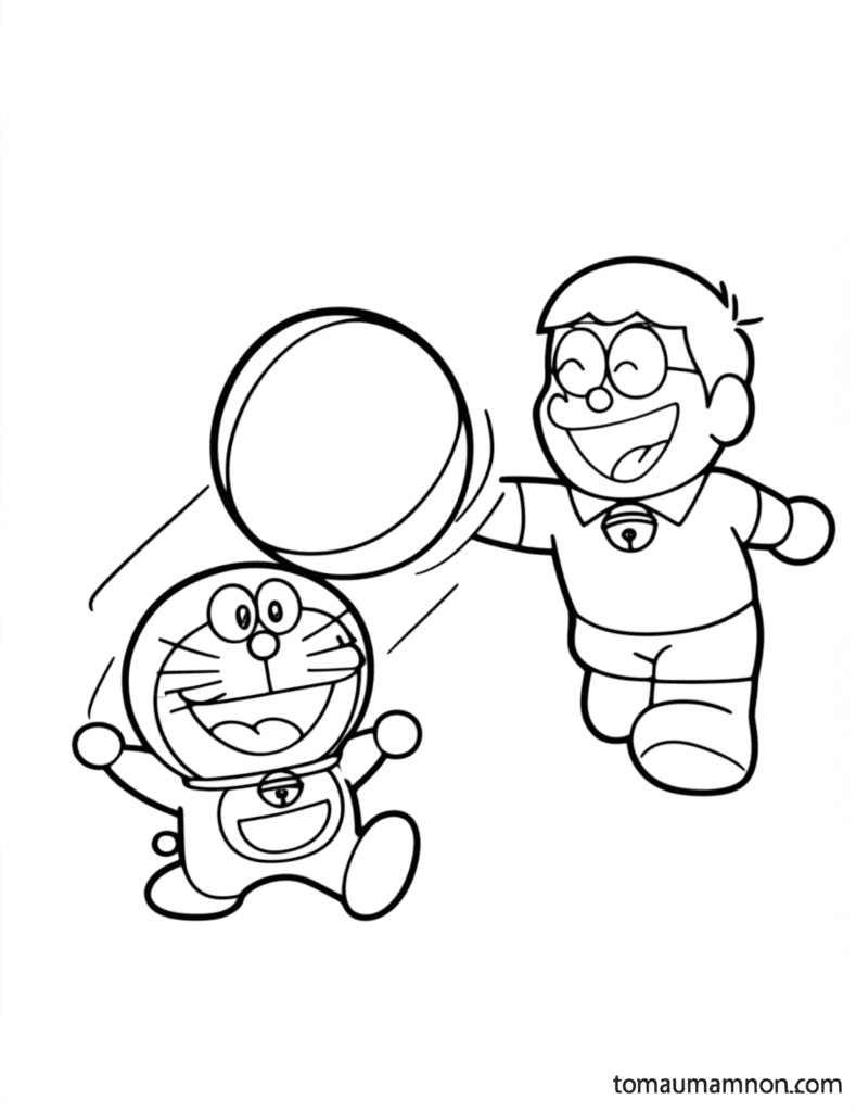 Tô Tượng Doremon Bé chăm chú tô tượng
