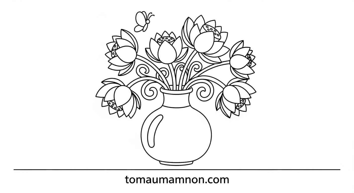 vẽ bình hoa
